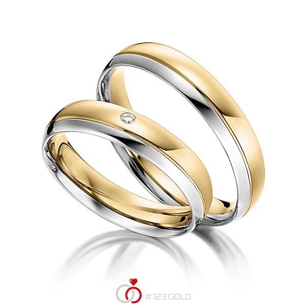 Paar bicolor Trauringe/Eheringe in Weißgold 585 Gelbgold 585 mit zus. 0,008 ct. Brillant tw, si von acredo - S-1103-2 Paar bicolor Trauringe/Eheringe in Weißgold 585 Gelbgold 585 mit zus. 0,008 ct. Brillant tw, si von acredo - S-1103-2