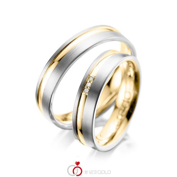 Paar bicolor Trauringe/Eheringe in Weissgold 585 Gelbgold 585 mit zus. 0,015 ct. Brillant tw, si von acredo - A-1039-12 Paar bicolor Trauringe/Eheringe in Weissgold 585 Gelbgold 585 mit zus. 0,015 ct. Brillant tw, si von acredo - A-1039-12