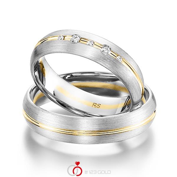Paar bicolor Trauringe/Eheringe in Weißgold 585 Gelbgold 585 mit zus. 0,064 ct. Brillant tw, si von acredo - S-1163-1 Paar bicolor Trauringe/Eheringe in Weißgold 585 Gelbgold 585 mit zus. 0,064 ct. Brillant tw, si von acredo - S-1163-1