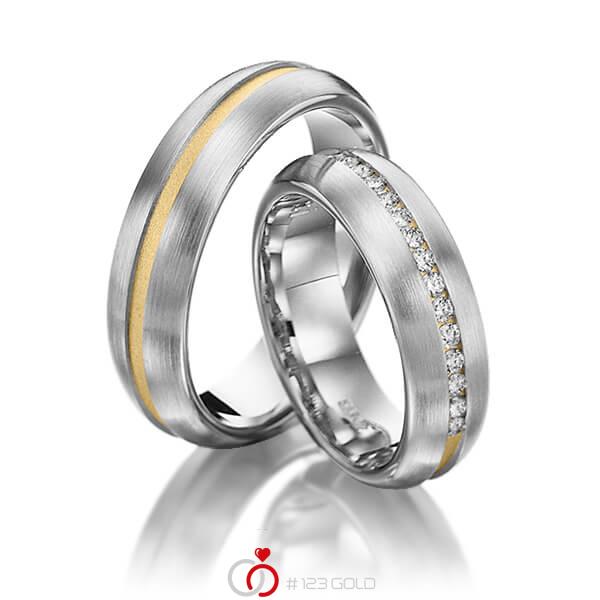 Paar bicolor Trauringe/Eheringe in Weissgold 585 Gelbgold 585 mit zus. 0,225 ct. Brillant tw, si von 123gold - Y-1144-13 Paar bicolor Trauringe/Eheringe in Weissgold 585 Gelbgold 585 mit zus. 0,225 ct. Brillant tw, si von 123gold - Y-1144-13