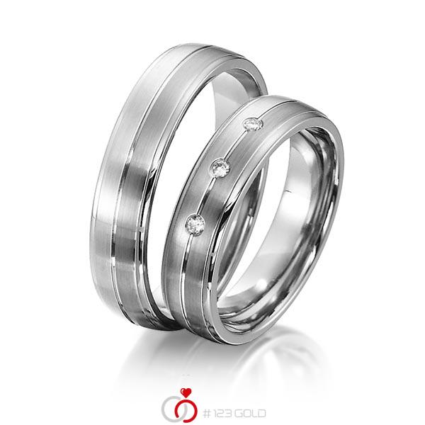 Paar bicolor Trauringe/Eheringe in Weißgold 585 Graugold dunkel 585 mit zus. 0,045 ct. Brillant tw, si von acredo - S-1158-1 Paar bicolor Trauringe/Eheringe in Weißgold 585 Graugold dunkel 585 mit zus. 0,045 ct. Brillant tw, si von acredo - S-1158-1