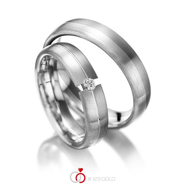 Paar bicolor Trauringe/Eheringe in Weissgold 585 Graugold dunkel 585 mit zus. 0,05 ct. Brillant tw, si von 123gold - Y-1051-11 Paar bicolor Trauringe/Eheringe in Weissgold 585 Graugold dunkel 585 mit zus. 0,05 ct. Brillant tw, si von 123gold - Y-1051-11