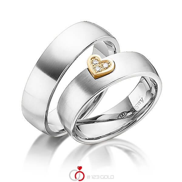Paar bicolor Trauringe/Eheringe in Weissgold 585 Roségold 585 mit zus. 0,03 ct. Brillant tw, si von 123gold - Y-1343-6 Paar bicolor Trauringe/Eheringe in Weissgold 585 Roségold 585 mit zus. 0,03 ct. Brillant tw, si von 123gold - Y-1343-6