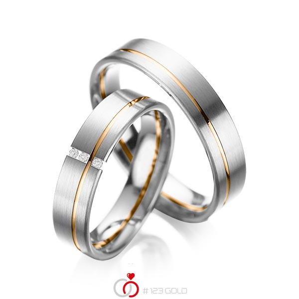 Paar bicolor Trauringe/Eheringe in Weissgold 585 Roségold 585 mit zus. 0,03 ct. Brillant tw, si von acredo - A-1037-3 Paar bicolor Trauringe/Eheringe in Weissgold 585 Roségold 585 mit zus. 0,03 ct. Brillant tw, si von acredo - A-1037-3