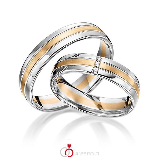 Paar bicolor Trauringe/Eheringe in Weißgold 585 Roségold 585 mit zus. 0,03 ct. Brillant tw, si von acredo - S-1106-3 Paar bicolor Trauringe/Eheringe in Weißgold 585 Roségold 585 mit zus. 0,03 ct. Brillant tw, si von acredo - S-1106-3