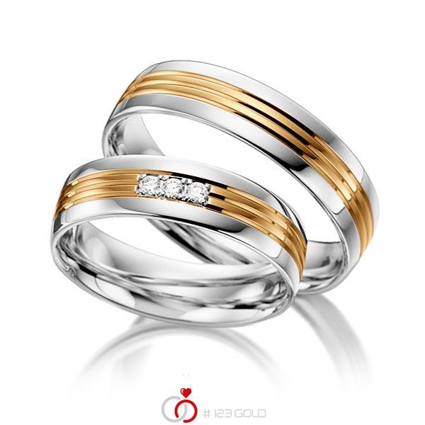 Paar bicolor Trauringe/Eheringe in Weißgold 585 Roségold 585 mit zus. 0,045 ct. Brillant tw, si von acredo - S-1100-8 Paar bicolor Trauringe/Eheringe in Weißgold 585 Roségold 585 mit zus. 0,045 ct. Brillant tw, si von acredo - S-1100-8