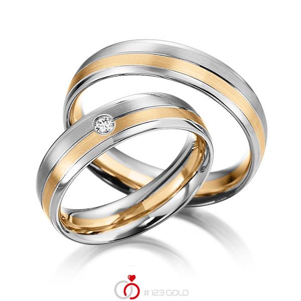 Paar bicolor Trauringe/Eheringe in Weißgold 585 Roségold 585 mit zus. 0,05 ct. Brillant tw, si von acredo - S-1156-1 Paar bicolor Trauringe/Eheringe in Weißgold 585 Roségold 585 mit zus. 0,05 ct. Brillant tw, si von acredo - S-1156-1