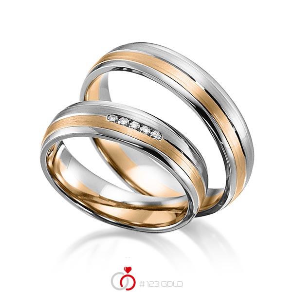 Paar bicolor Trauringe/Eheringe in Weißgold 585 Roségold 585 mit zus. 0,05 ct. Brillant tw, si von acredo - S-1157-3 Paar bicolor Trauringe/Eheringe in Weißgold 585 Roségold 585 mit zus. 0,05 ct. Brillant tw, si von acredo - S-1157-3
