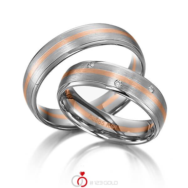 Paar bicolor Trauringe/Eheringe in Weißgold 585 Rotgold 585 mit zus. 0,024 ct. Brillant tw, si von acredo - S-1162-1 Paar bicolor Trauringe/Eheringe in Weißgold 585 Rotgold 585 mit zus. 0,024 ct. Brillant tw, si von acredo - S-1162-1