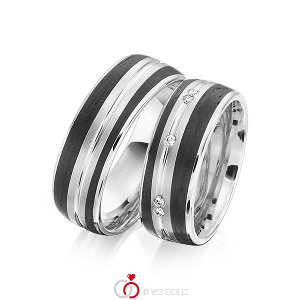 Paar Carbon Trauringe/Eheringe in Graugold 585 Graugold 585 Carbon-Einzug mit zus. 0,15 ct. Brillant tw, si von 123gold - Y-1348-3 Paar Carbon Trauringe/Eheringe in Graugold 585 Graugold 585 Carbon-Einzug mit zus. 0,15 ct. Brillant tw, si von 123gold - Y-1348-3