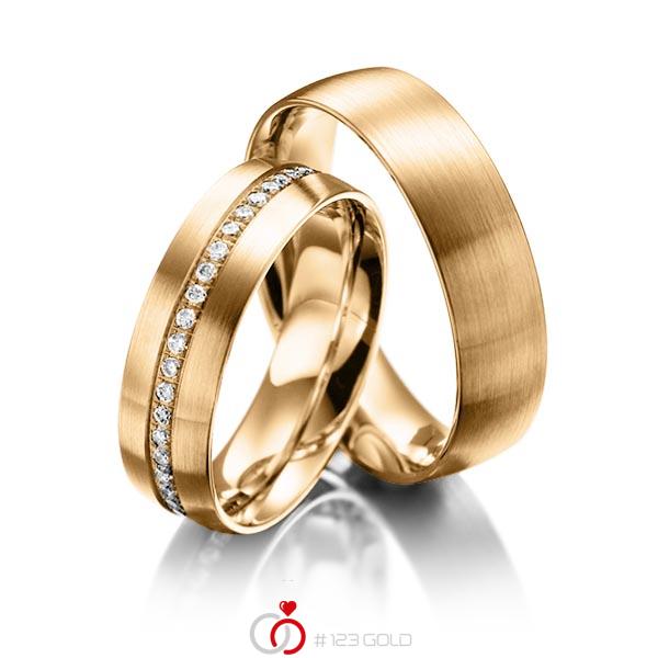 Paar klassische Memoire-Trauringe/Eheringe in außen Roségold 585 , innen Roségold 585 halbausgefasst mit zus. 0,23 ct. Brillant tw, si von Steinberg - Q-1217-8 Paar klassische Memoire-Trauringe/Eheringe in außen Roségold 585 , innen Roségold 585 halbausgefasst mit zus. 0,23 ct. Brillant tw, si von Steinberg - Q-1217-8