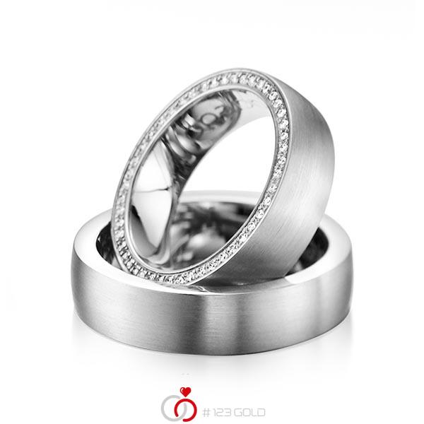 Paar klassische Memoire-Trauringe/Eheringe in Graugold 585 vollausgefasst mit zus. 0,255 ct. Brillant tw, si von acredo - A-1072-3 Paar klassische Memoire-Trauringe/Eheringe in Graugold 585 vollausgefasst mit zus. 0,255 ct. Brillant tw, si von acredo - A-1072-3