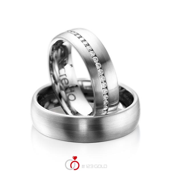 Paar klassische Memoire-Trauringe/Eheringe in Graugold 585 vollausgefasst mit zus. 0,47 ct. Brillant tw, si von acredo - A-1014-7 Paar klassische Memoire-Trauringe/Eheringe in Graugold 585 vollausgefasst mit zus. 0,47 ct. Brillant tw, si von acredo - A-1014-7