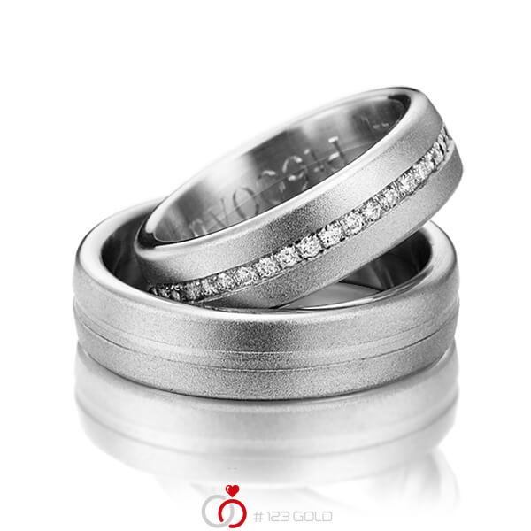 Paar klassische Memoire-Trauringe/Eheringe in Graugold dunkel 585 halbausgefasst mit zus. 0,22 ct. Brillant tw, si von Steinberg - Q-1214-4 Paar klassische Memoire-Trauringe/Eheringe in Graugold dunkel 585 halbausgefasst mit zus. 0,22 ct. Brillant tw, si von Steinberg - Q-1214-4