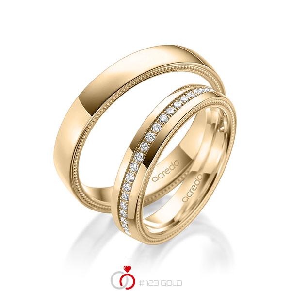 Paar klassische Memoire-Trauringe/Eheringe in Roségold 585 vollausgefasst mit zus. 0,44 ct. Brillant tw, si von acredo - A-1754-1 Paar klassische Memoire-Trauringe/Eheringe in Roségold 585 vollausgefasst mit zus. 0,44 ct. Brillant tw, si von acredo - A-1754-1