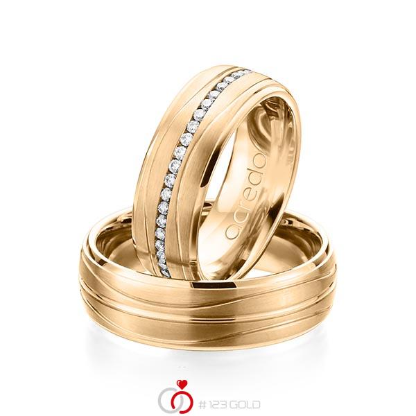 Paar klassische Memoire-Trauringe/Eheringe in Roségold 585 vollausgefasst mit zus. 0,47 ct. Brillant tw, si von acredo - A-1159-7 Paar klassische Memoire-Trauringe/Eheringe in Roségold 585 vollausgefasst mit zus. 0,47 ct. Brillant tw, si von acredo - A-1159-7