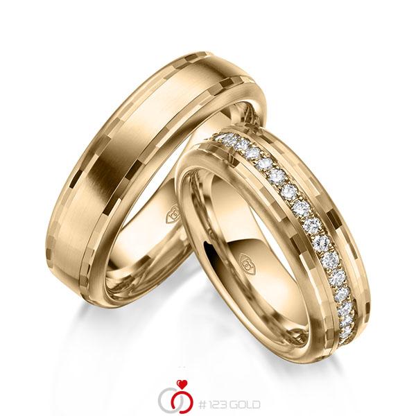 Paar klassische Memoire-Trauringe/Eheringe in Roségold 750 vollausgefasst mit zus. 0,74 ct. Brillant r, if von 123gold - Y-1442-4 Paar klassische Memoire-Trauringe/Eheringe in Roségold 750 vollausgefasst mit zus. 0,74 ct. Brillant r, if von 123gold - Y-1442-4