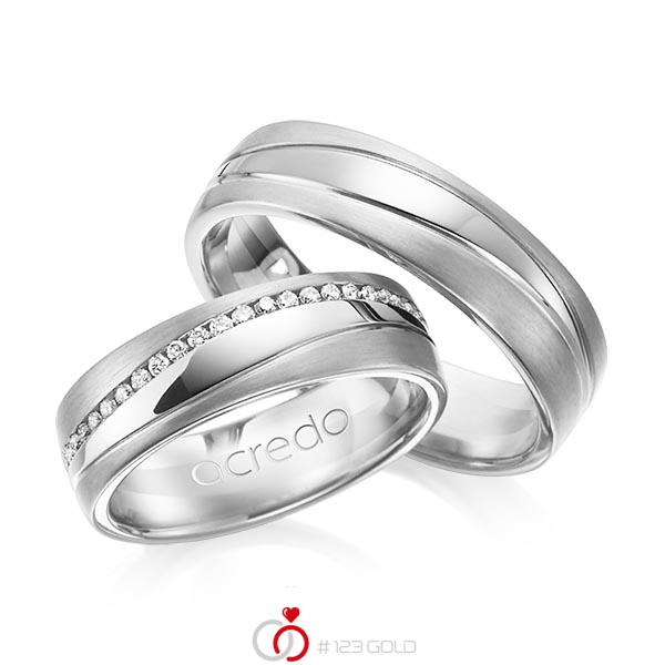 Paar klassische Memoire-Trauringe/Eheringe in Weissgold 585 vollausgefasst mit zus. 0,4 ct. Brillant tw, si von acredo - A-1153-4 Paar klassische Memoire-Trauringe/Eheringe in Weissgold 585 vollausgefasst mit zus. 0,4 ct. Brillant tw, si von acredo - A-1153-4