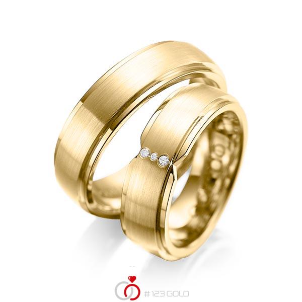Paar klassische Trauringe/Eheringe in außen Gelbgold 585 , innen Gelbgold 585 mit zus. 0,025 ct. Brillant tw, si von acredo - A-1063-8 Paar klassische Trauringe/Eheringe in außen Gelbgold 585 , innen Gelbgold 585 mit zus. 0,025 ct. Brillant tw, si von acredo - A-1063-8