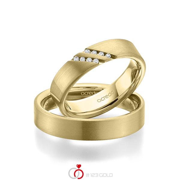 Paar klassische Trauringe/Eheringe in aussen Gelbgold 585 , innen Gelbgold 585 mit zus. 0,064 ct. Brillant tw, si von acredo - A-1946-6 Paar klassische Trauringe/Eheringe in aussen Gelbgold 585 , innen Gelbgold 585 mit zus. 0,064 ct. Brillant tw, si von acredo - A-1946-6