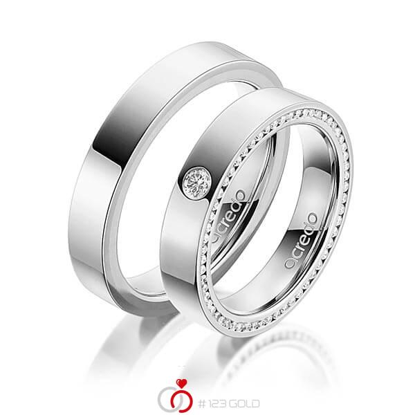 Paar klassische Trauringe/Eheringe in aussen Graugold 585 , innen Graugold 585 mit zus. 0,395 ct. Brillant tw, si von acredo - A-1541-8 Paar klassische Trauringe/Eheringe in aussen Graugold 585 , innen Graugold 585 mit zus. 0,395 ct. Brillant tw, si von acredo - A-1541-8
