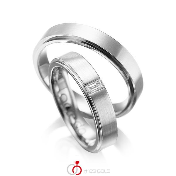 Paar klassische Trauringe/Eheringe in außen Platin 950 , innen Platin 950 mit zus. 0,12 ct. Baguette-Diamant tw, vs von acredo - A-1054-3 Paar klassische Trauringe/Eheringe in außen Platin 950 , innen Platin 950 mit zus. 0,12 ct. Baguette-Diamant tw, vs von acredo - A-1054-3