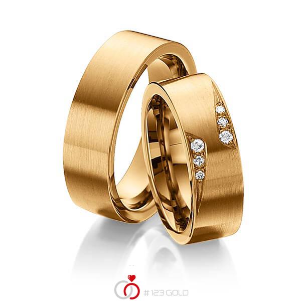 Paar klassische Trauringe/Eheringe in außen Roségold 585 , innen Roségold 585 mit zus. 0,1 ct. Brillant tw, si von 123gold - Y-1305-6 Paar klassische Trauringe/Eheringe in außen Roségold 585 , innen Roségold 585 mit zus. 0,1 ct. Brillant tw, si von 123gold - Y-1305-6
