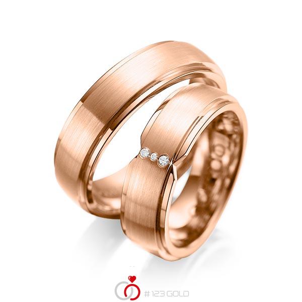 Paar klassische Trauringe/Eheringe in aussen Rotgold 585 , innen Rotgold 585 mit zus. 0,025 ct. Brillant tw, si von acredo - A-1063-10 Paar klassische Trauringe/Eheringe in aussen Rotgold 585 , innen Rotgold 585 mit zus. 0,025 ct. Brillant tw, si von acredo - A-1063-10
