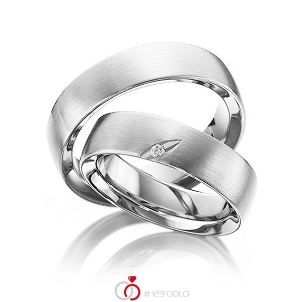 Paar klassische Trauringe/Eheringe in aussen Weissgold 585 , innen Weissgold 585 mit zus. 0,025 ct. Brillant tw, si von 123gold - Y-1294-7 Paar klassische Trauringe/Eheringe in aussen Weissgold 585 , innen Weissgold 585 mit zus. 0,025 ct. Brillant tw, si von 123gold - Y-1294-7
