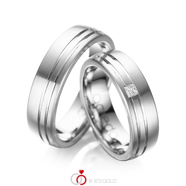 Paar klassische Trauringe/Eheringe in außen Weißgold 585 , innen Weißgold 585 mit zus. 0,05 ct. Prinzess-Diamant tw, si von acredo - A-1040-7 Paar klassische Trauringe/Eheringe in außen Weißgold 585 , innen Weißgold 585 mit zus. 0,05 ct. Prinzess-Diamant tw, si von acredo - A-1040-7