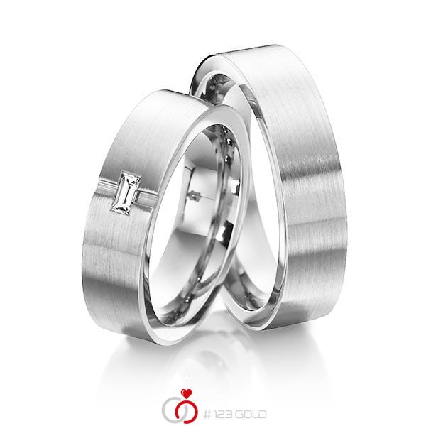 Paar klassische Trauringe/Eheringe in aussen Weissgold 585 , innen Weissgold 585 mit zus. 0,1 ct. Baguette-Diamant tw, vs von 123gold - Y-1306-9 Paar klassische Trauringe/Eheringe in aussen Weissgold 585 , innen Weissgold 585 mit zus. 0,1 ct. Baguette-Diamant tw, vs von 123gold - Y-1306-9