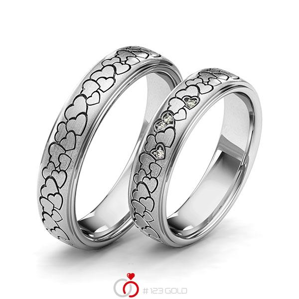 Paar klassische Trauringe/Eheringe in Edelstahl Herz mit zus. 0,02 ct. Brillant tw, si von 123gold - Y-1417-2 Paar klassische Trauringe/Eheringe in Edelstahl Herz mit zus. 0,02 ct. Brillant tw, si von 123gold - Y-1417-2