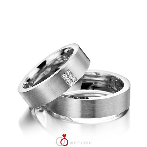 Paar klassische Trauringe/Eheringe in Edelstahl mit zus. 0,06 ct. Brillant tw, si von 123gold - Y-1130-4 Paar klassische Trauringe/Eheringe in Edelstahl mit zus. 0,06 ct. Brillant tw, si von 123gold - Y-1130-4