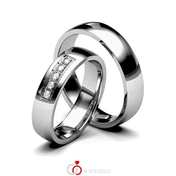 Paar klassische Trauringe/Eheringe in Edelstahl mit zus. 0,075 ct. Brillant tw, si von 123gold - E-1134-1 Paar klassische Trauringe/Eheringe in Edelstahl mit zus. 0,075 ct. Brillant tw, si von 123gold - E-1134-1