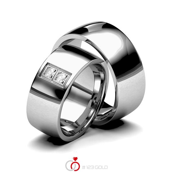 Paar klassische Trauringe/Eheringe in Edelstahl mit zus. 0,12 ct. Brillant tw, si von 123gold - E-1137-1 Paar klassische Trauringe/Eheringe in Edelstahl mit zus. 0,12 ct. Brillant tw, si von 123gold - E-1137-1