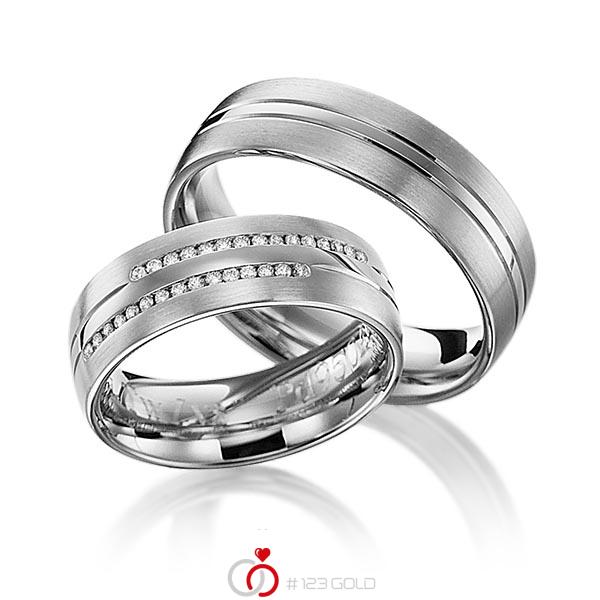 Paar klassische Trauringe/Eheringe in Edelstahl mit zus. 0,15 ct. Brillant tw, si von 123gold - Y-1145-5 Paar klassische Trauringe/Eheringe in Edelstahl mit zus. 0,15 ct. Brillant tw, si von 123gold - Y-1145-5