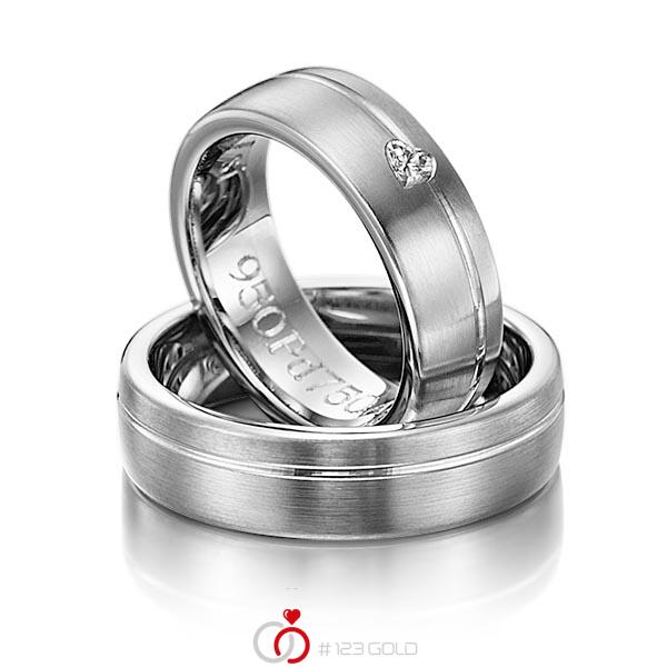 Paar klassische Trauringe/Eheringe in Edelstahl mit zus. 0,1 ct. Herz-Diamant tw, vs von 123gold - Y-1133-5 Paar klassische Trauringe/Eheringe in Edelstahl mit zus. 0,1 ct. Herz-Diamant tw, vs von 123gold - Y-1133-5