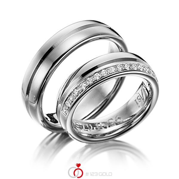 Paar klassische Trauringe/Eheringe in Edelstahl mit zus. 0,225 ct. Brillant tw, si von 123gold - Y-1131-5 Paar klassische Trauringe/Eheringe in Edelstahl mit zus. 0,225 ct. Brillant tw, si von 123gold - Y-1131-5