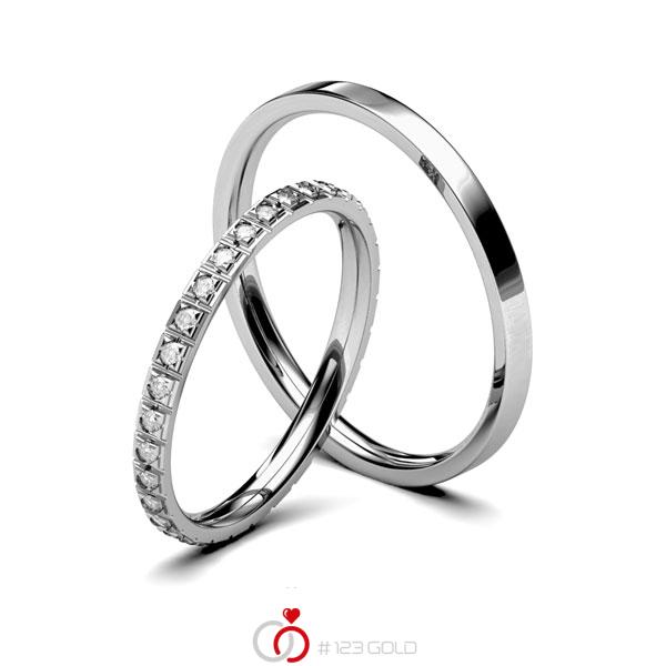 Paar klassische Trauringe/Eheringe in Edelstahl mit zus. 0,248 ct. Brillant tw, si von 123gold - E-1139-1 Paar klassische Trauringe/Eheringe in Edelstahl mit zus. 0,248 ct. Brillant tw, si von 123gold - E-1139-1