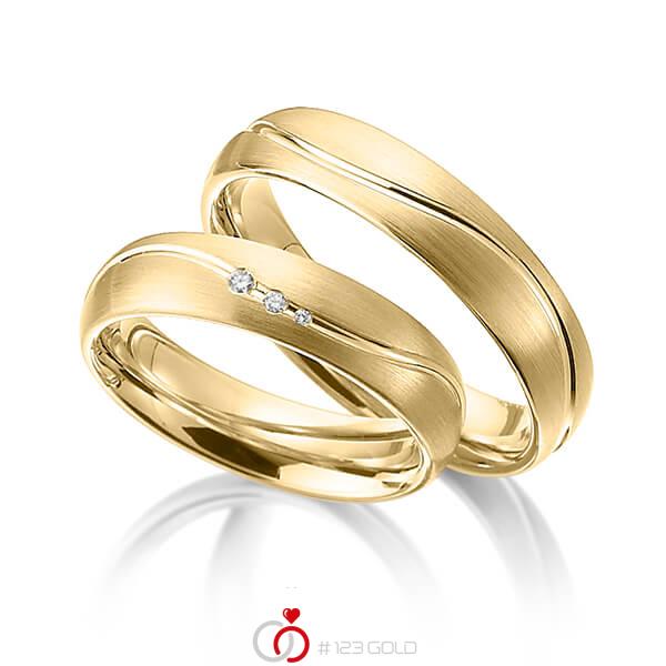 Paar klassische Trauringe/Eheringe in Gelbgold 585 mit zus. 0,03 ct. Brillant tw, si von 123gold - Y-1313-1 Paar klassische Trauringe/Eheringe in Gelbgold 585 mit zus. 0,03 ct. Brillant tw, si von 123gold - Y-1313-1