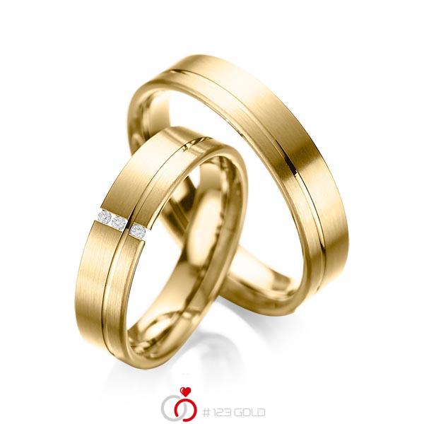 Paar klassische Trauringe/Eheringe in Gelbgold 585 mit zus. 0,03 ct. Brillant tw, si von acredo - A-1037-10 Paar klassische Trauringe/Eheringe in Gelbgold 585 mit zus. 0,03 ct. Brillant tw, si von acredo - A-1037-10
