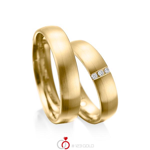 Paar klassische Trauringe/Eheringe in Gelbgold 585 mit zus. 0,045 ct. Brillant tw, si von acredo - A-1010-9 Paar klassische Trauringe/Eheringe in Gelbgold 585 mit zus. 0,045 ct. Brillant tw, si von acredo - A-1010-9