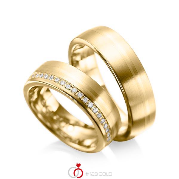 Paar klassische Trauringe/Eheringe in Gelbgold 585 mit zus. 0,216 ct. Brillant tw, si von acredo - A-1030-4 Paar klassische Trauringe/Eheringe in Gelbgold 585 mit zus. 0,216 ct. Brillant tw, si von acredo - A-1030-4