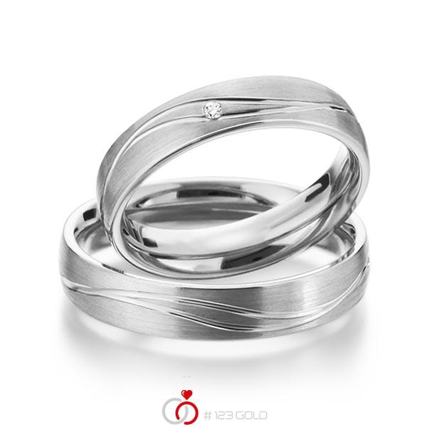 Paar klassische Trauringe/Eheringe in Graugold 585 mit zus. 0,015 ct. Brillant tw, si von 123gold - P-1150-4 Paar klassische Trauringe/Eheringe in Graugold 585 mit zus. 0,015 ct. Brillant tw, si von 123gold - P-1150-4