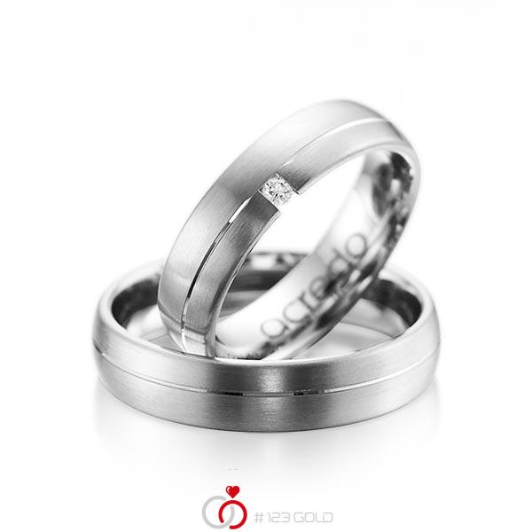 Paar klassische Trauringe/Eheringe in Graugold 585 mit zus. 0,03 ct. Brillant tw, si von acredo - A-1070-11 Paar klassische Trauringe/Eheringe in Graugold 585 mit zus. 0,03 ct. Brillant tw, si von acredo - A-1070-11