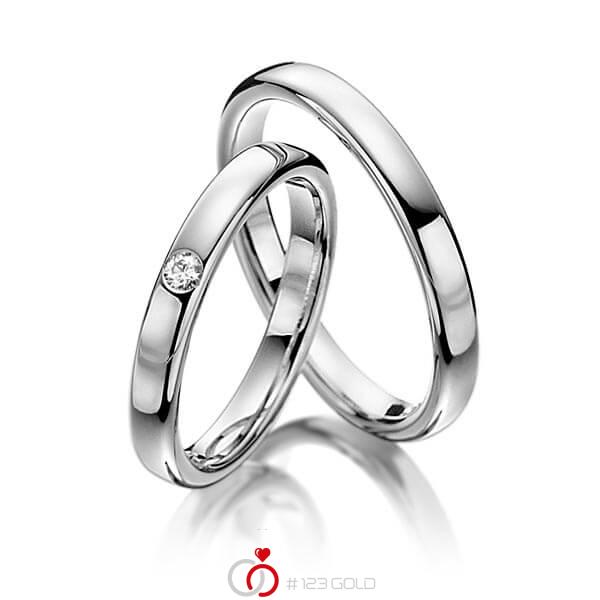 Paar klassische Trauringe/Eheringe in Graugold 585 mit zus. 0,05 ct. Brillant tw, si von Merii - M-1176-5 Paar klassische Trauringe/Eheringe in Graugold 585 mit zus. 0,05 ct. Brillant tw, si von Merii - M-1176-5