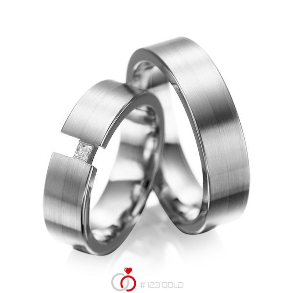 Paar klassische Trauringe/Eheringe in Graugold 585 mit zus. 0,05 ct. Prinzess-Diamant tw, si von acredo - A-1025-11 Paar klassische Trauringe/Eheringe in Graugold 585 mit zus. 0,05 ct. Prinzess-Diamant tw, si von acredo - A-1025-11