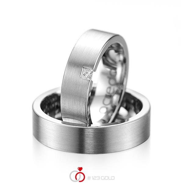 Paar klassische Trauringe/Eheringe in Graugold 585 mit zus. 0,05 ct. Prinzess-Diamant tw, si von acredo - A-1075-3 Paar klassische Trauringe/Eheringe in Graugold 585 mit zus. 0,05 ct. Prinzess-Diamant tw, si von acredo - A-1075-3