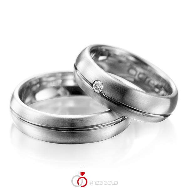 Paar klassische Trauringe/Eheringe in Graugold 585 mit zus. 0,06 ct. Brillant tw, si von acredo - A-1003-4 Paar klassische Trauringe/Eheringe in Graugold 585 mit zus. 0,06 ct. Brillant tw, si von acredo - A-1003-4