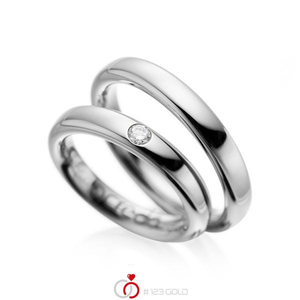 Paar klassische Trauringe/Eheringe in Graugold 585 mit zus. 0,08 ct. Brillant tw, si von acredo - A-1008-3 Paar klassische Trauringe/Eheringe in Graugold 585 mit zus. 0,08 ct. Brillant tw, si von acredo - A-1008-3